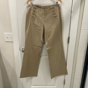 Gap Khaki Wide Leg Button-Detail Trousers